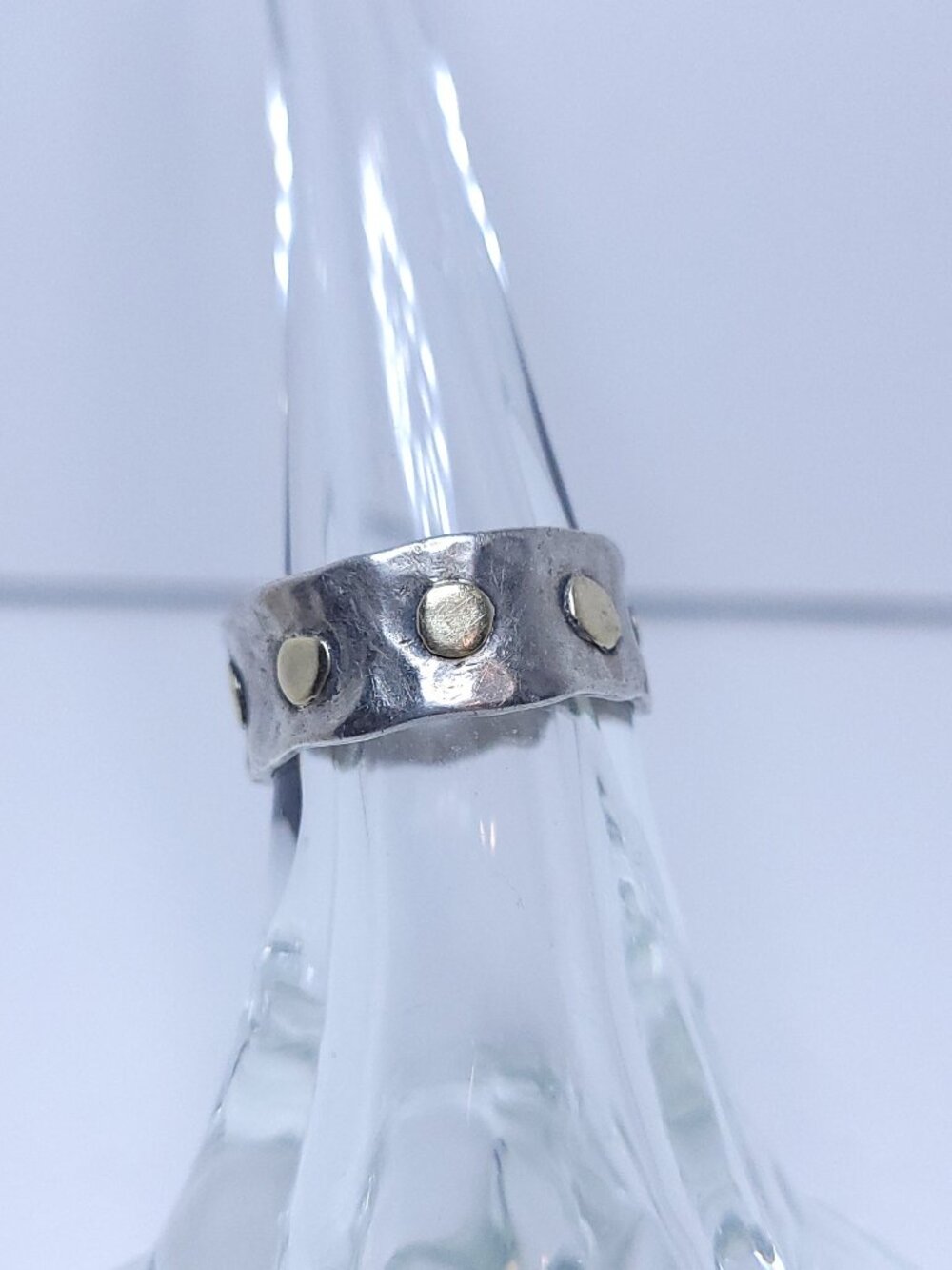 Wide Band Silver Hammered Ring